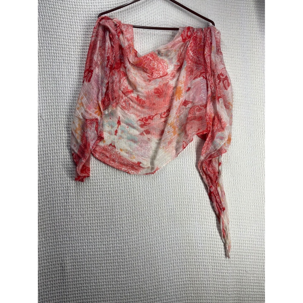 Boho Women Unbranded Paisley gauze Scarf OS Red White